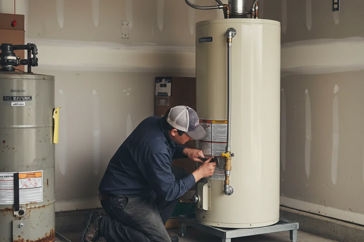 Water heater and shutoff valve replacement in Manor