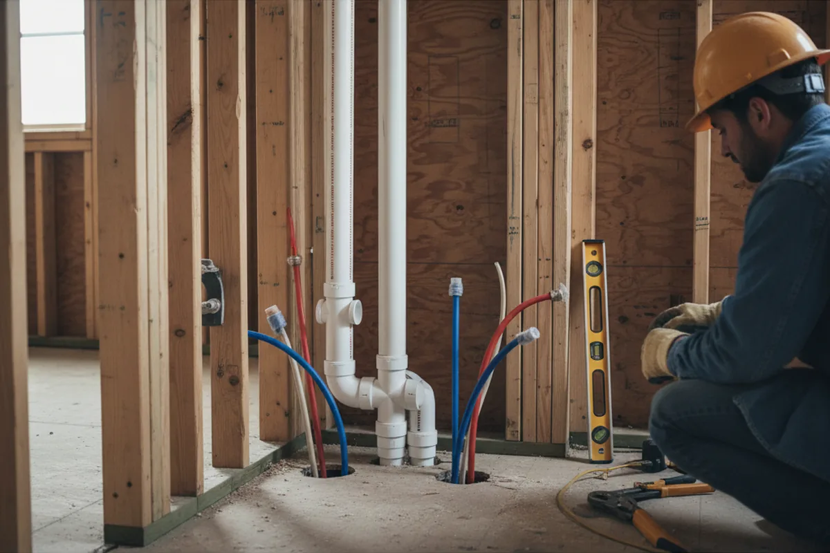 Drain and supply rough-in during Leak Detection in Manor
